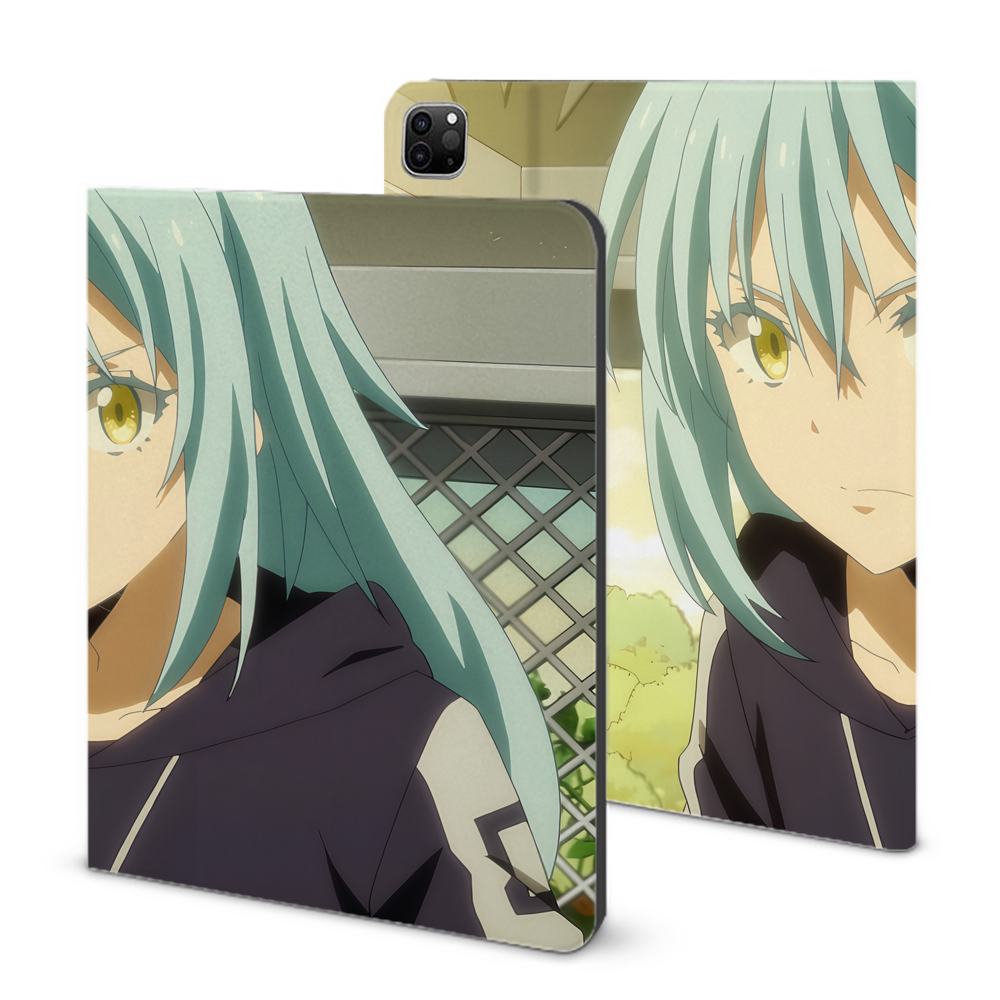 （画像用） 転スラ Regarding Reincarnated to Slime IPad ケース ブック型 PUレザー TPU 耐衝撃 軽量 薄型 ペン収納なし 全面保護 IPad 各モデル対応
